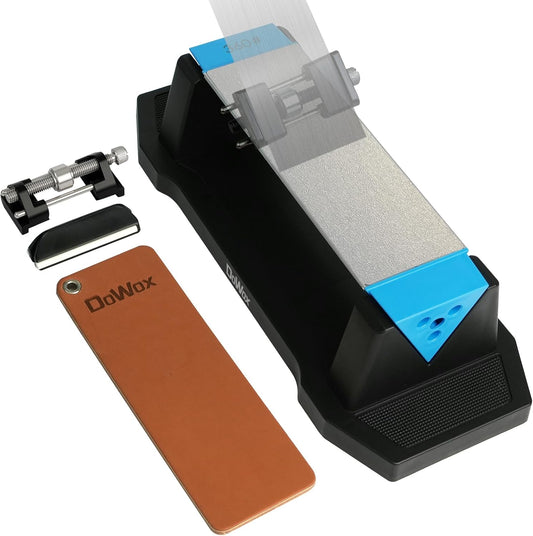 Diamond Knife Sharpener, Larger Sharpening Stone, 360/600/1000 Grit Whetstone Knife Sharpener Kit with Honing Guide, Angle Guide, Leather Strop for Kitchen Knives, Chisels, Tools, Outdoor Gear