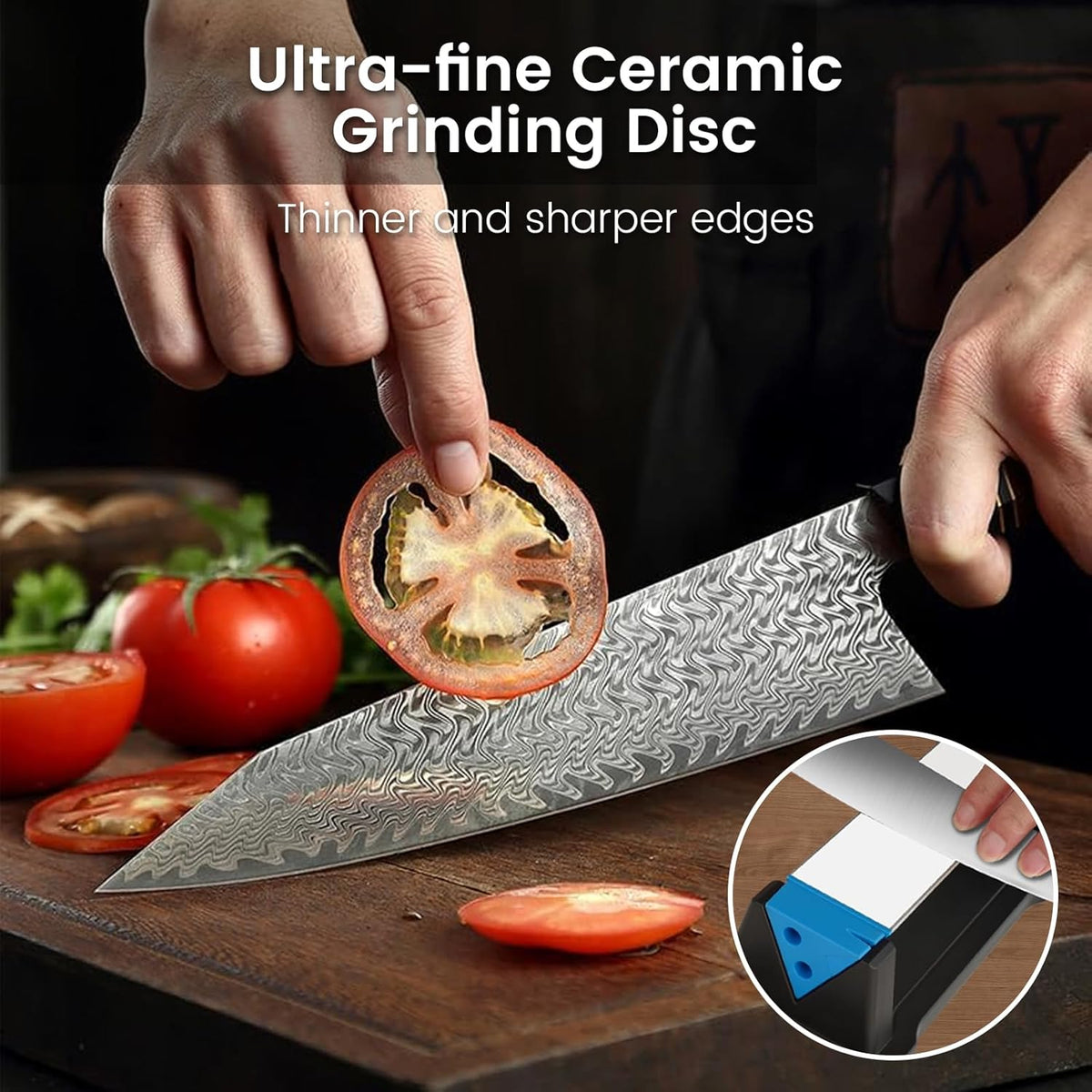 Diamond Knife Sharpener, Larger Sharpening Stone, 360/600/1000 Grit Whetstone Knife Sharpener Kit with Honing Guide, Angle Guide, Leather Strop for Kitchen Knives, Chisels, Tools, Outdoor Gear