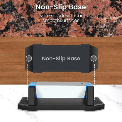 Diamond Knife Sharpener, Larger Sharpening Stone, 360/600/1000 Grit Whetstone Knife Sharpener Kit with Honing Guide, Angle Guide, Leather Strop for Kitchen Knives, Chisels, Tools, Outdoor Gear