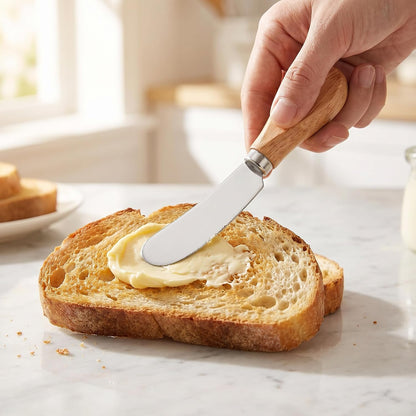 4 Pcs Cheese Spreader Knives Butter Knife with Wooden Handle Stainless Steel Cheese Butter Knife for Cheese Cold Butter Jam Pastry and Other Kitchen Accessories 4.84 Inch
