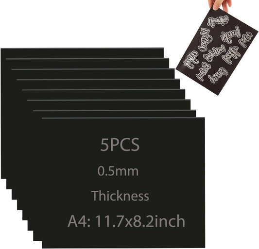 5Pcs/Set A4 11.7x8.2inch Sheets Rubber Soft Magnet Sheet for Metal Cutting Dies Storage Orangize Crafts Tool Scrapbooking Arts and Crafts Flexible Placement Mats(Thickness0.5mm)
