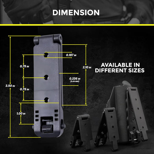 Molle Attachment – Quick Locking Belt Clip with Mounting Hardware for Holsters, Mag Pouches, Knife Sheaths, Vests – Available in Size (1", 2", 3", 5") & Pack (2 & 4) – USA Made