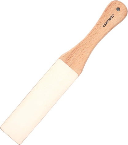Craftool Leather Strop - with Wood Handle for Knife Sharpening and Edge Alignment - Dual Sided Polishing Surface for Maintaining Blade Edge