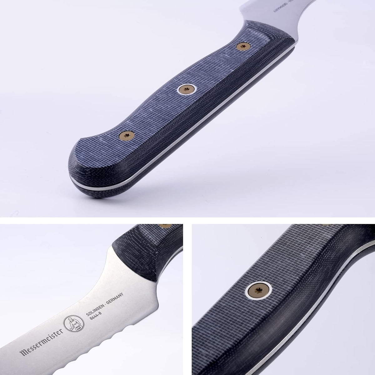 Custom 8” Offset Scalloped Knife - X50 German Stainless Steel - Rust Resistant & Easy to Maintain - Made in Solingen, Germany
