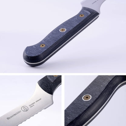Custom 8” Offset Scalloped Knife - X50 German Stainless Steel - Rust Resistant & Easy to Maintain - Made in Solingen, Germany