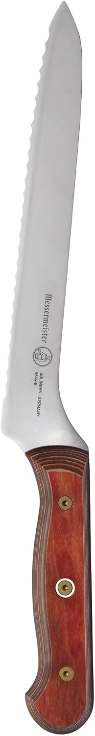 Custom 8” Offset Scalloped Knife - X50 German Stainless Steel - Rust Resistant & Easy to Maintain - Made in Solingen, Germany