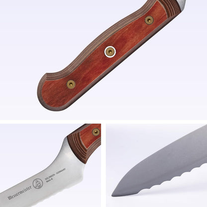 Custom 8” Offset Scalloped Knife - X50 German Stainless Steel - Rust Resistant & Easy to Maintain - Made in Solingen, Germany