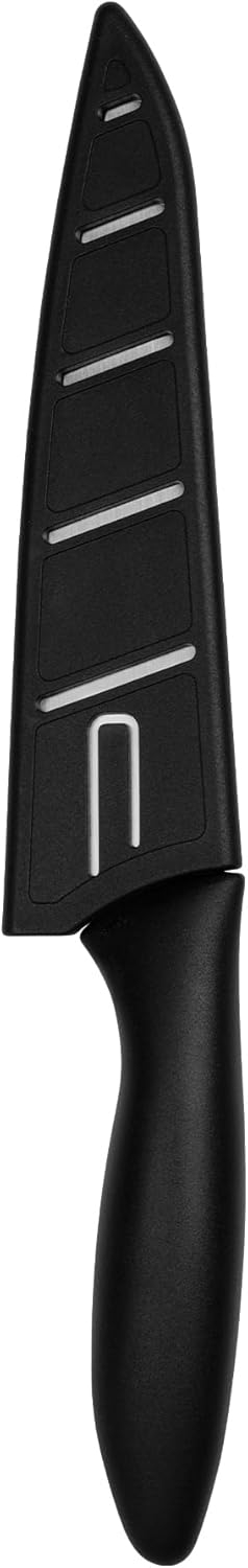 Kershaw 6” Utility Kitchen Knife, Black and Gray, 6 Inch Utility Blade | Included Sheath, Paring Knife for Meat, Fruit, Vegetables and More