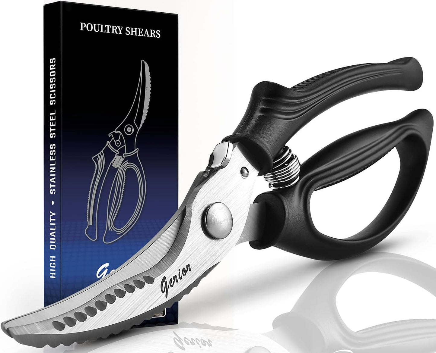 Heavy Duty Poultry Shears - Kitchen Scissors for Cutting Chicken, Poultry, Game, Meat - Chopping Vegetable - Spring Loaded