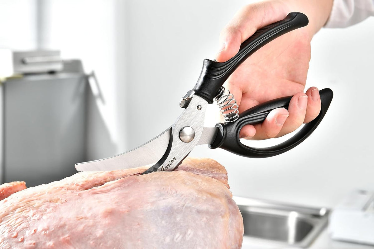 Heavy Duty Poultry Shears - Kitchen Scissors for Cutting Chicken, Poultry, Game, Meat - Chopping Vegetable - Spring Loaded