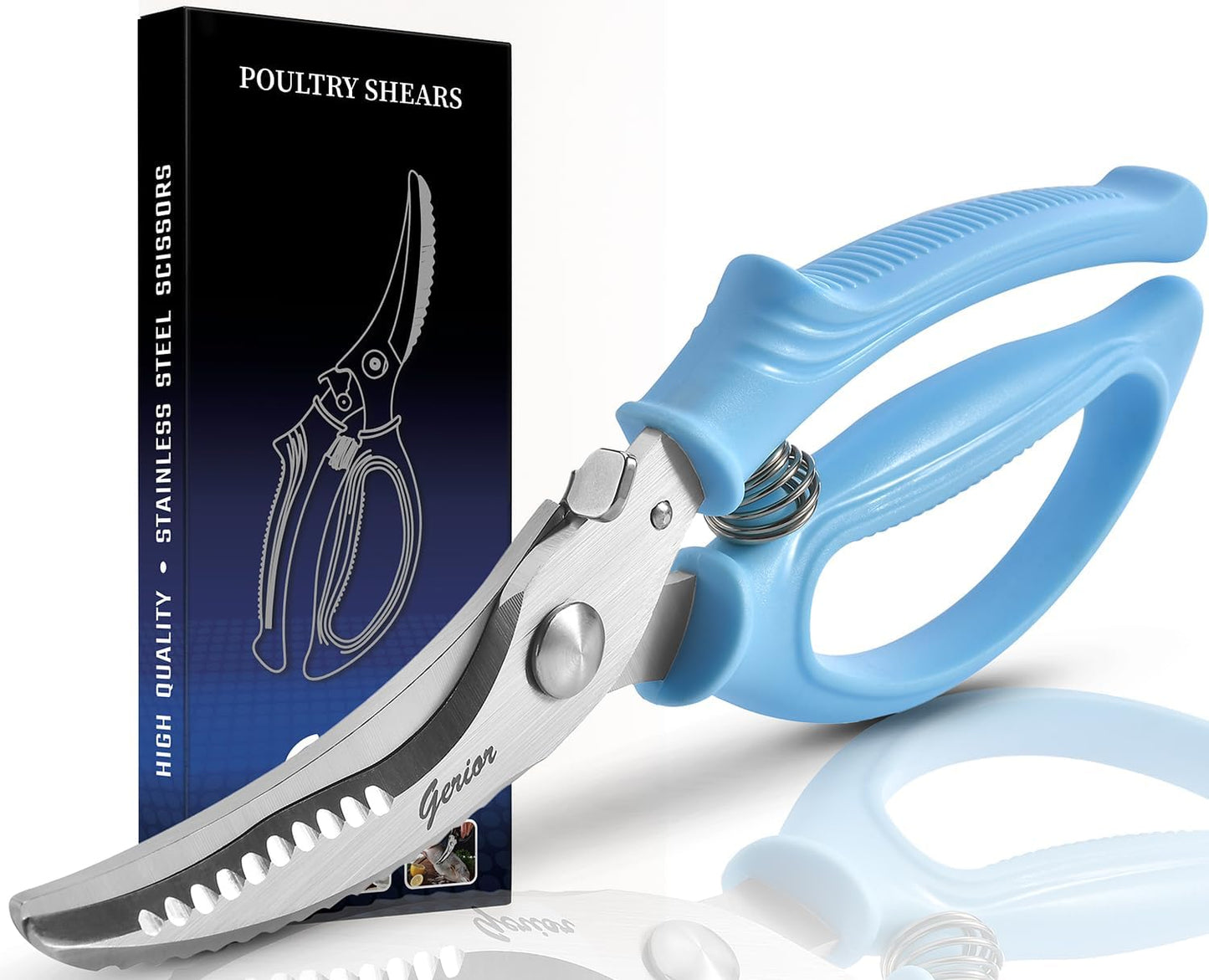 Heavy Duty Poultry Shears - Kitchen Scissors for Cutting Chicken, Poultry, Game, Meat - Chopping Vegetable - Spring Loaded