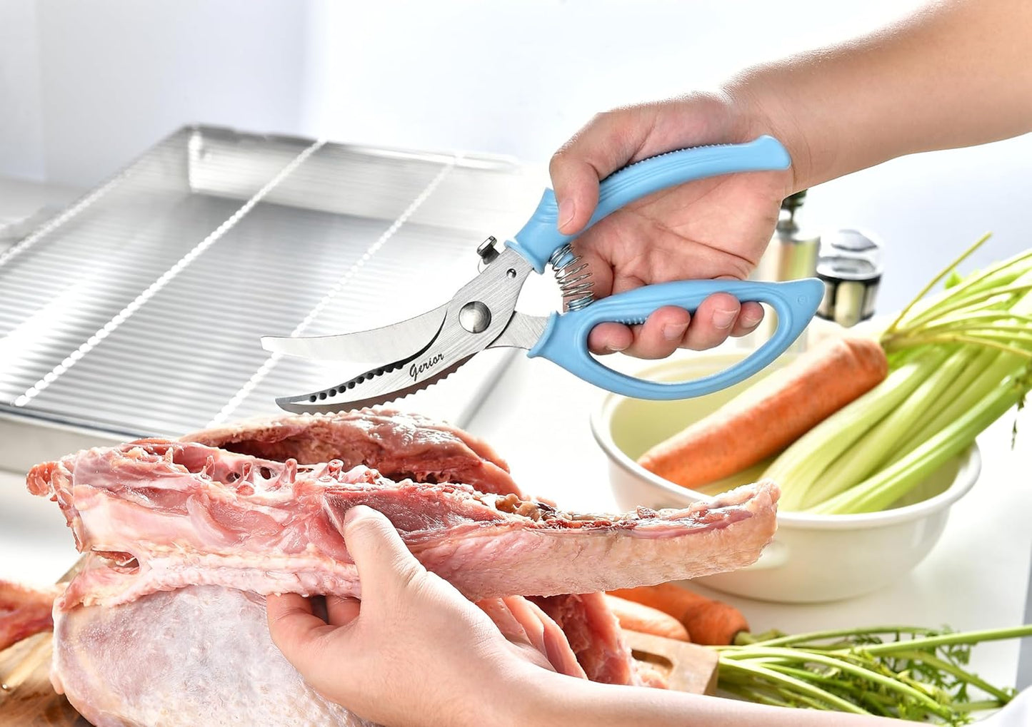 Heavy Duty Poultry Shears - Kitchen Scissors for Cutting Chicken, Poultry, Game, Meat - Chopping Vegetable - Spring Loaded