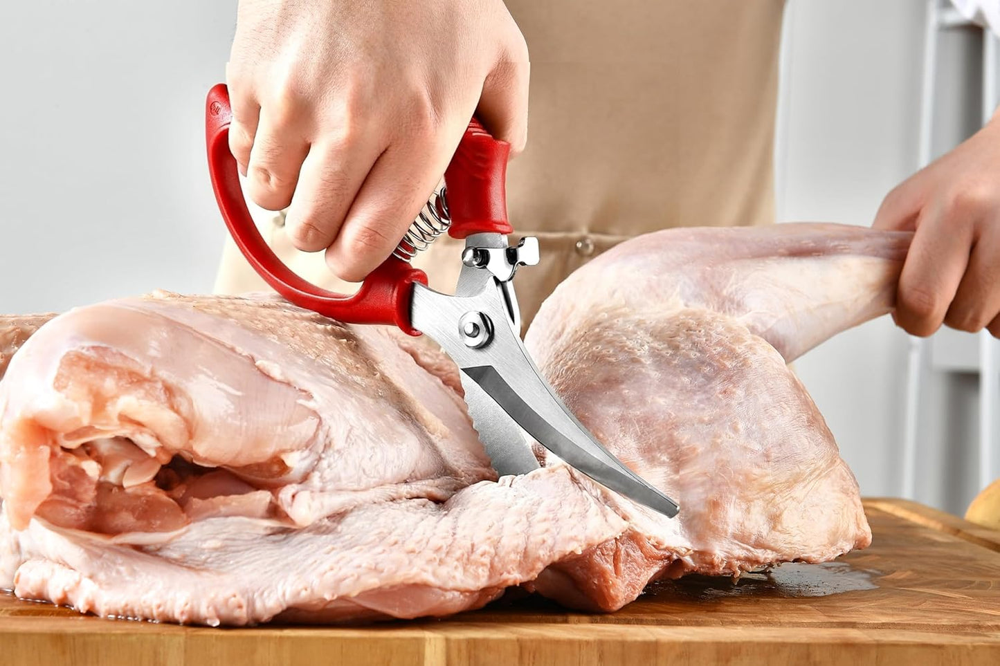 Heavy Duty Poultry Shears - Kitchen Scissors for Cutting Chicken, Poultry, Game, Meat - Chopping Vegetable - Spring Loaded