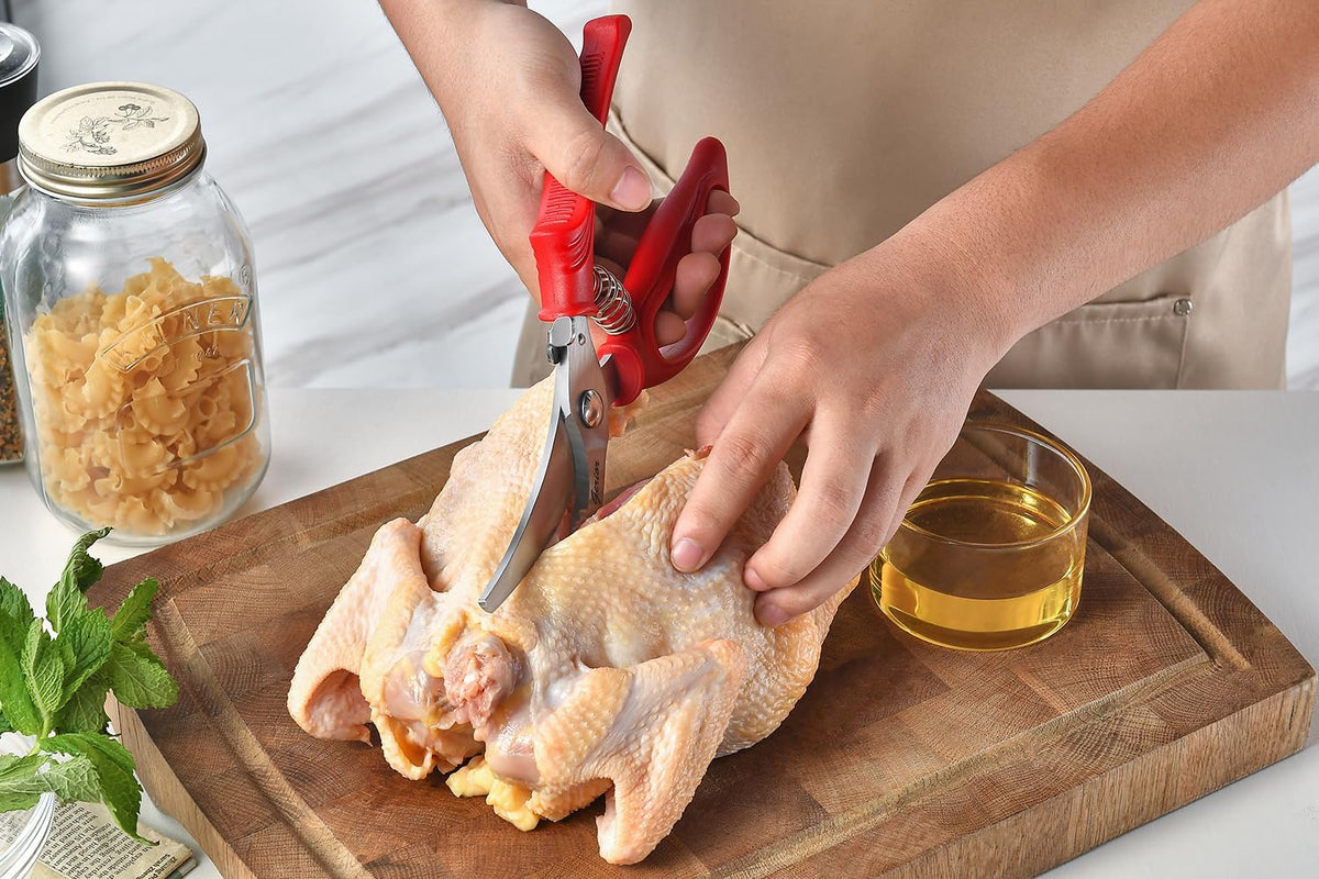 Heavy Duty Poultry Shears - Kitchen Scissors for Cutting Chicken, Poultry, Game, Meat - Chopping Vegetable - Spring Loaded