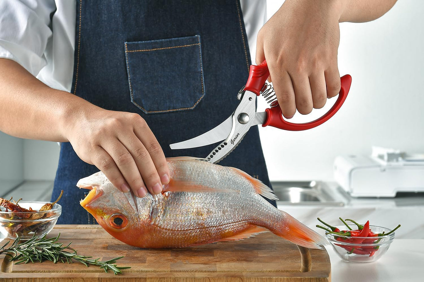 Heavy Duty Poultry Shears - Kitchen Scissors for Cutting Chicken, Poultry, Game, Meat - Chopping Vegetable - Spring Loaded
