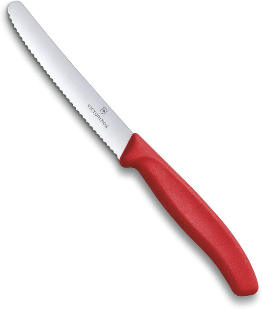 6.7831 Swiss Classic Tomato and Table Knife Ideal for Cutting Fruits and Vegetables with Soft Skin Serrated Blade in Red, 4.3 inches