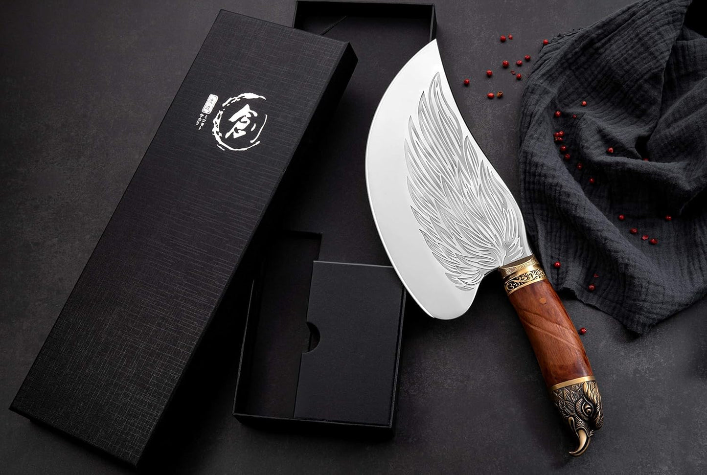 Golden Bird Meat Cleaver Knife, Hand Forged Heavy Duty Bone Chopper | Full Tang High Carbon Steel, Sharp Butcher Knife for Meat Cutting with Wood Handle, Ideal for Kitchen, Camping and BBQ