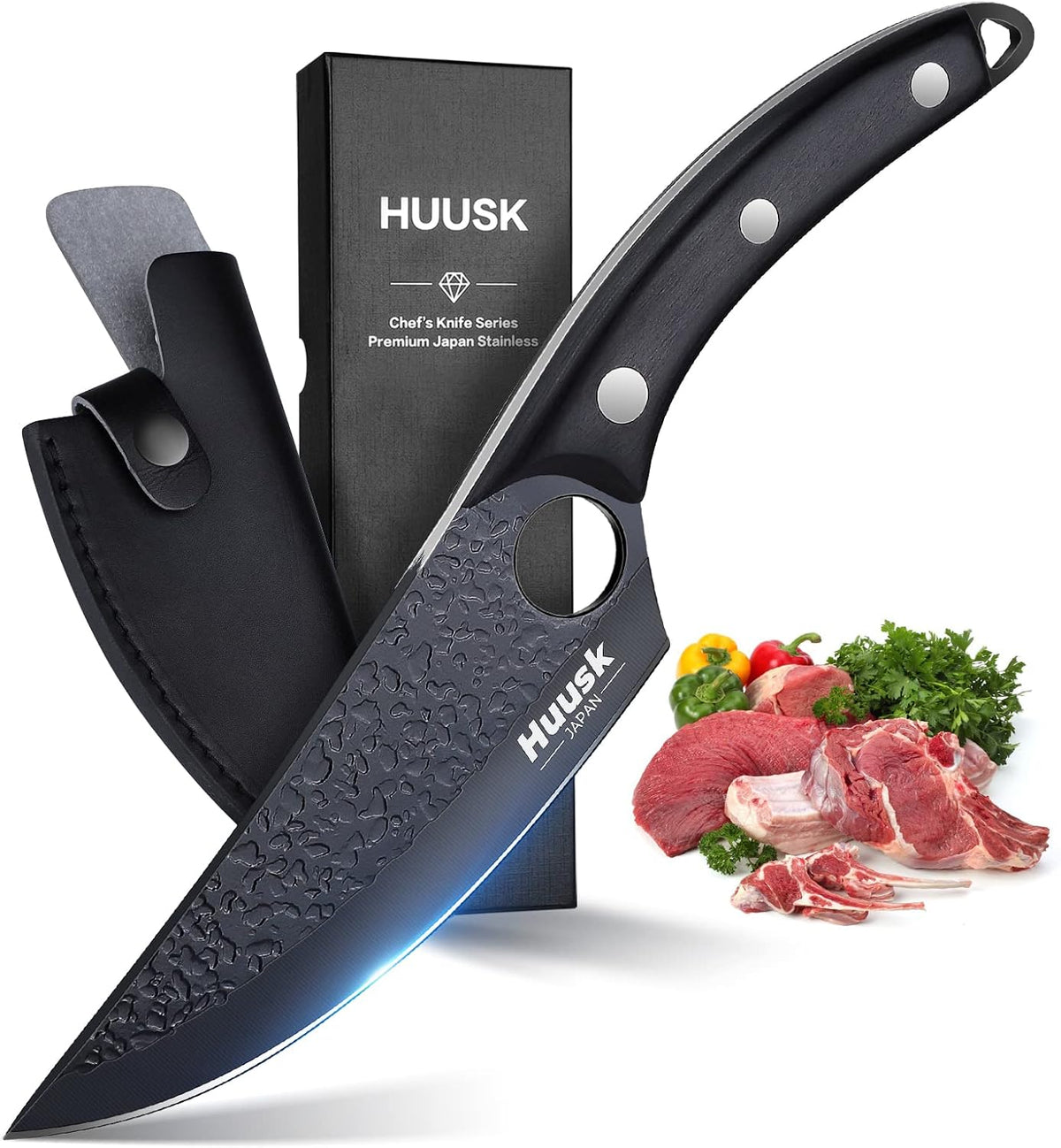 Golden Bird Meat Cleaver Knife, Hand Forged Heavy Duty Bone Chopper | Full Tang High Carbon Steel, Sharp Butcher Knife for Meat Cutting with Wood Handle, Ideal for Kitchen, Camping and BBQ