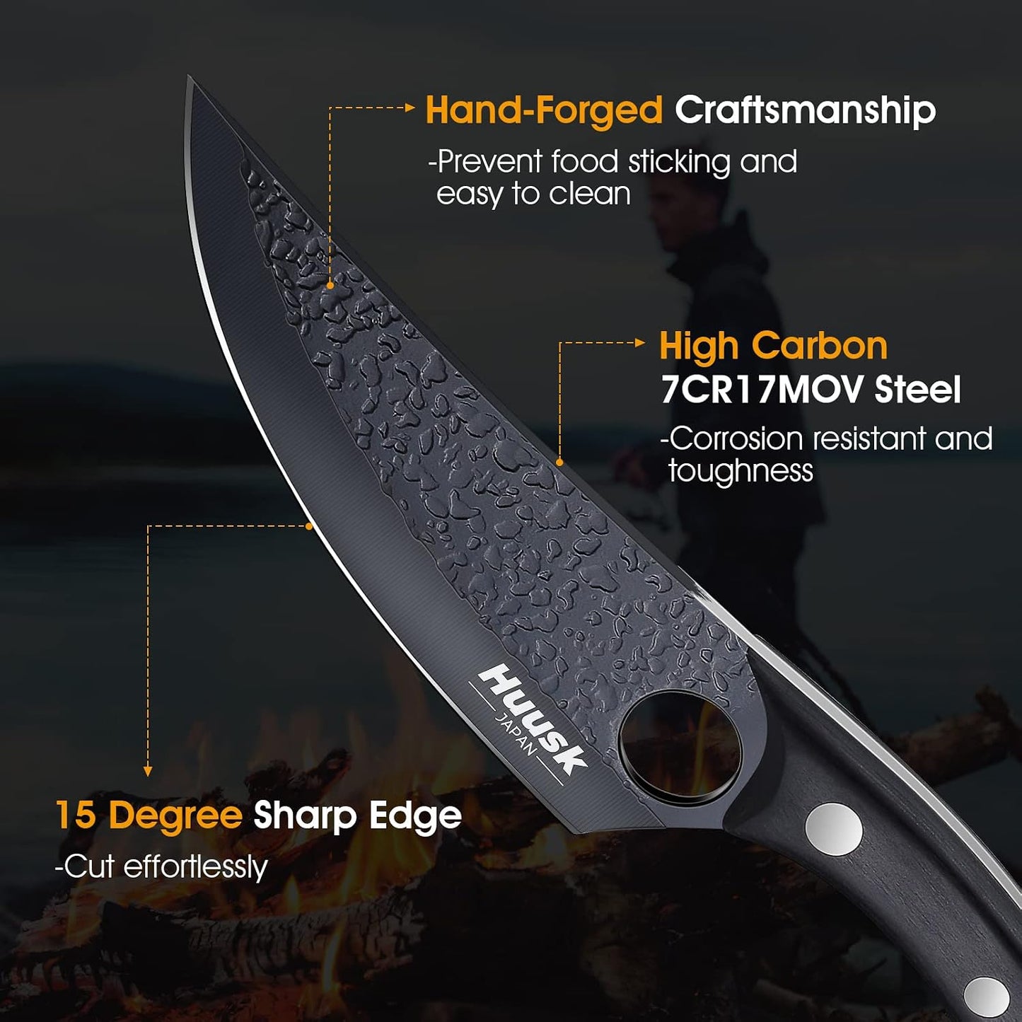 Golden Bird Meat Cleaver Knife, Hand Forged Heavy Duty Bone Chopper | Full Tang High Carbon Steel, Sharp Butcher Knife for Meat Cutting with Wood Handle, Ideal for Kitchen, Camping and BBQ