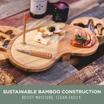 TOSCANA - a Picnic Time brand Sand Trap Cheese Board and Tool Set, Charcuterie Board Set, Wood Cutting Board with Cheese Knives, (Bamboo), Brown