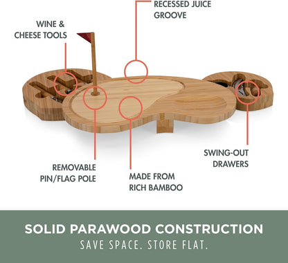 TOSCANA - a Picnic Time brand Sand Trap Cheese Board and Tool Set, Charcuterie Board Set, Wood Cutting Board with Cheese Knives, (Bamboo), Brown