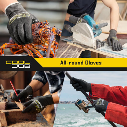 A5 Fiberglass Free Cut Resistant Gloves for Men, Touchscreen, Grip Nitrile Coated, No PFAS, Non Slip, Soft & Durable