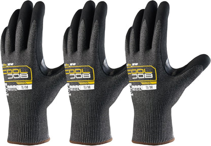 A5 Fiberglass Free Cut Resistant Gloves for Men, Touchscreen, Grip Nitrile Coated, No PFAS, Non Slip, Soft & Durable