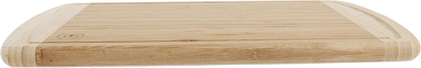 Wooden Cutting Boards for Kitchen - 3 Piece Carbonized Bamboo Cutting Board Set with Deep Juice Groove, Side Handles, Meal Prep Chopping Boards for Meat Vegetables Fruit, Charcuterie Serving Tray