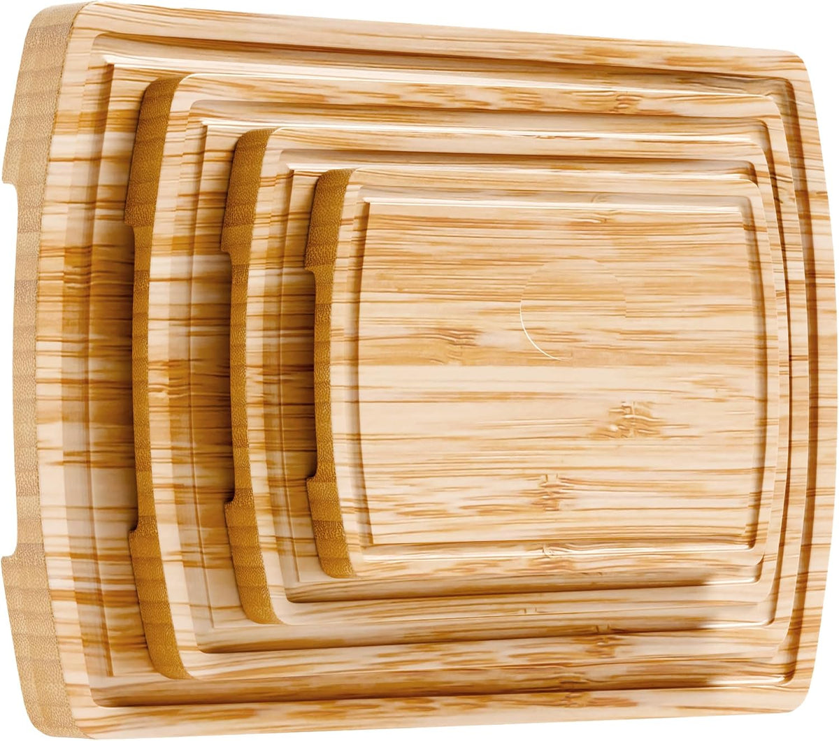 Wooden Cutting Boards for Kitchen - 3 Piece Carbonized Bamboo Cutting Board Set with Deep Juice Groove, Side Handles, Meal Prep Chopping Boards for Meat Vegetables Fruit, Charcuterie Serving Tray