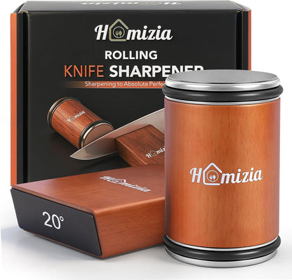 Knife Sharpener Tool - Rolling Knife Sharpener Kit – Diamond & Ceramic Discs, Magnetic 15° & 20° Angle Guide, 2-Stage Manual Knife Sharpening Fast & Safe for Any Hardness Ideal Gift