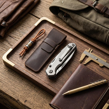 Leather Pocket Knife Sheath,Folding Knife Storage Case Small Knife Pouch Holder for 6.5 inch Folding Knife EDC Sheath for Folding Knife Carrier,Knifves Drawer Pocket Organizer,Gift for Men