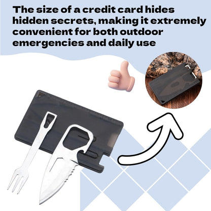 Survival Tools Multi-Function Camping Fork Card Knife with Measuring Ruler & Bottle Opener (4-in-1 Pocket Tool Kit)