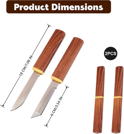 4 PCS Paring Knives Set Professional Peeling Knife Stainless Steel Dual Blade for Fruits and Vegetables,for Kitchen,Camping,Hiking(Brown)