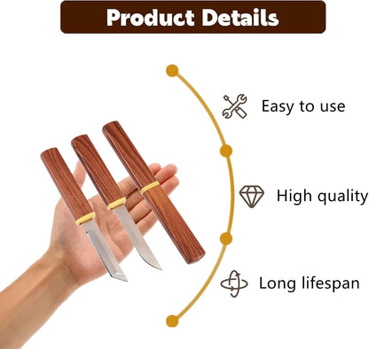 4 PCS Paring Knives Set Professional Peeling Knife Stainless Steel Dual Blade for Fruits and Vegetables,for Kitchen,Camping,Hiking(Brown)