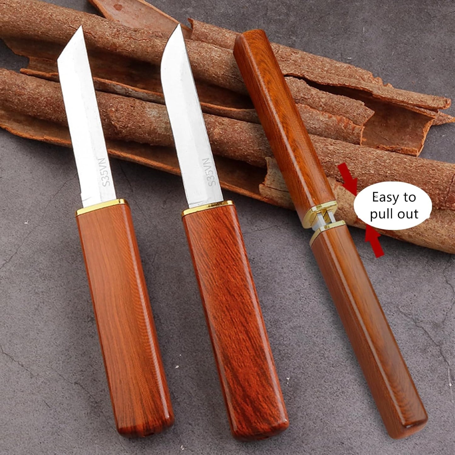 4 PCS Paring Knives Set Professional Peeling Knife Stainless Steel Dual Blade for Fruits and Vegetables,for Kitchen,Camping,Hiking(Brown)