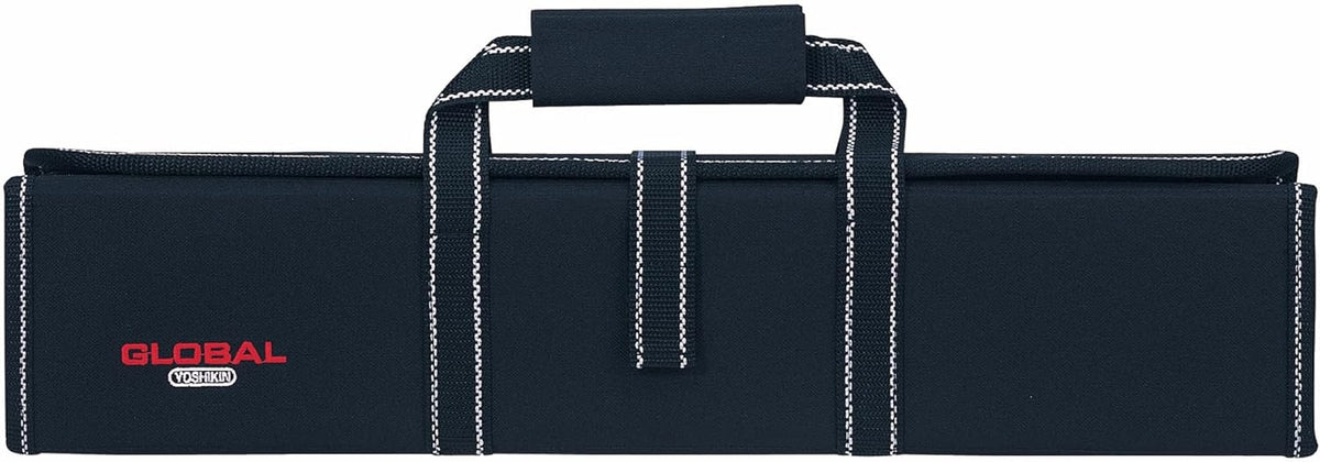 Global 11-Pocket Chef's Knife Case with Handle G-667/11, Lightweight, Durable Denier Nylon, Black