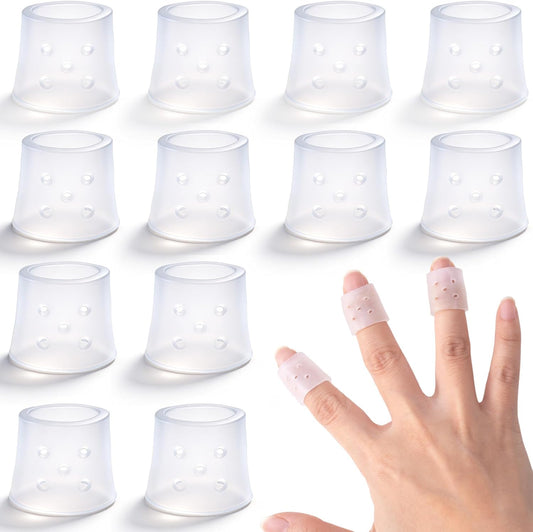 12pcs Finger Covers for Skin Picking, Stop Nail Biting Finger Guard | Reusable Breathable Silicone Anti Skin Picking Finger Gloves for Nail Biting Prevention, Cuticle Protection, Cracked - Clear