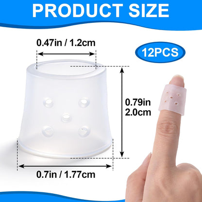 12pcs Finger Covers for Skin Picking, Stop Nail Biting Finger Guard | Reusable Breathable Silicone Anti Skin Picking Finger Gloves for Nail Biting Prevention, Cuticle Protection, Cracked - Clear
