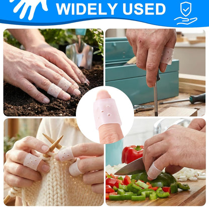 12pcs Finger Covers for Skin Picking, Stop Nail Biting Finger Guard | Reusable Breathable Silicone Anti Skin Picking Finger Gloves for Nail Biting Prevention, Cuticle Protection, Cracked - Clear