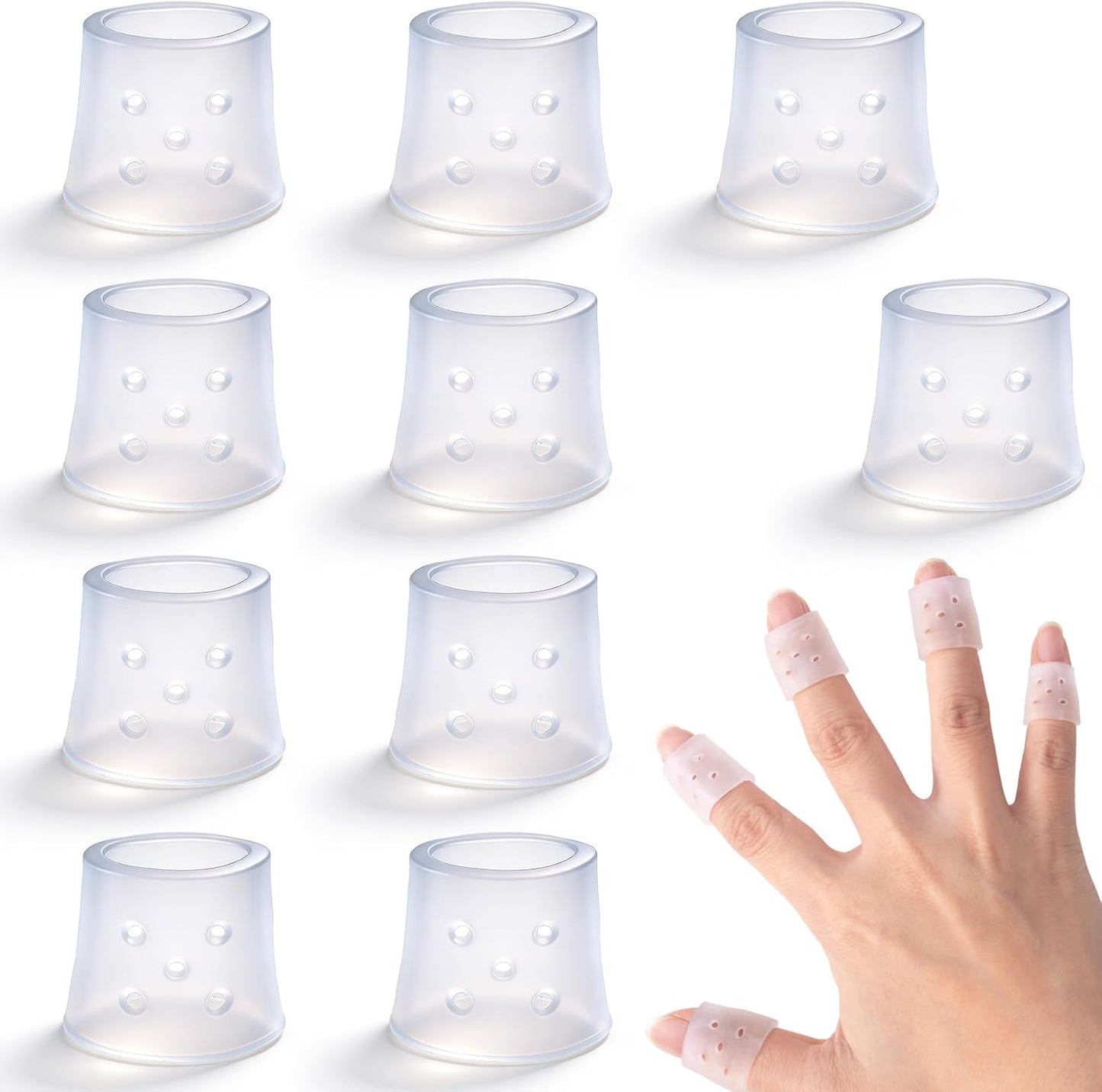 12pcs Finger Covers for Skin Picking, Stop Nail Biting Finger Guard | Reusable Breathable Silicone Anti Skin Picking Finger Gloves for Nail Biting Prevention, Cuticle Protection, Cracked - Clear