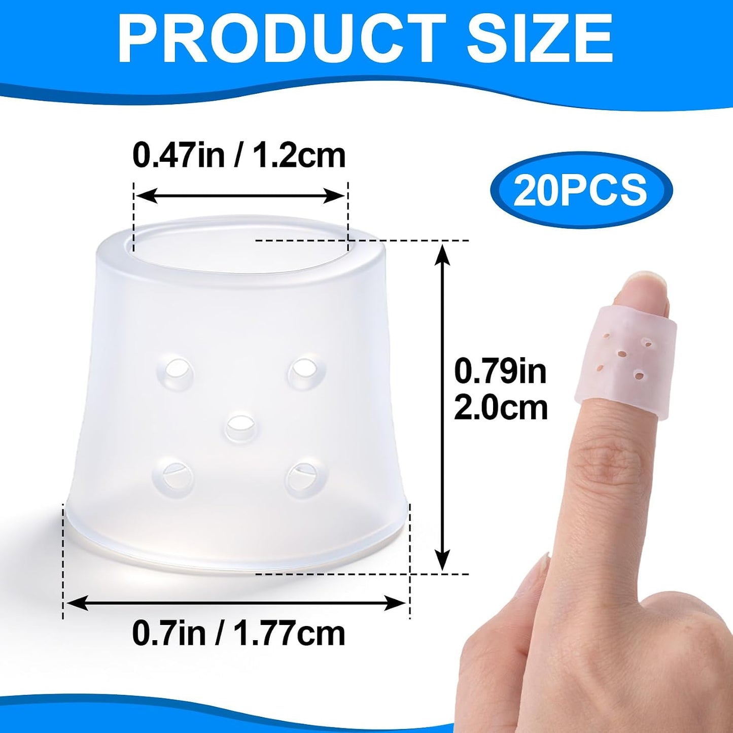 12pcs Finger Covers for Skin Picking, Stop Nail Biting Finger Guard | Reusable Breathable Silicone Anti Skin Picking Finger Gloves for Nail Biting Prevention, Cuticle Protection, Cracked - Clear