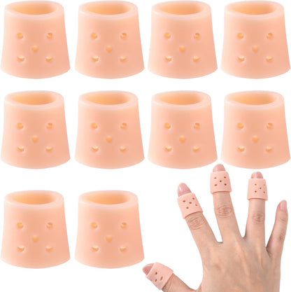 12pcs Finger Covers for Skin Picking, Stop Nail Biting Finger Guard | Reusable Breathable Silicone Anti Skin Picking Finger Gloves for Nail Biting Prevention, Cuticle Protection, Cracked - Clear