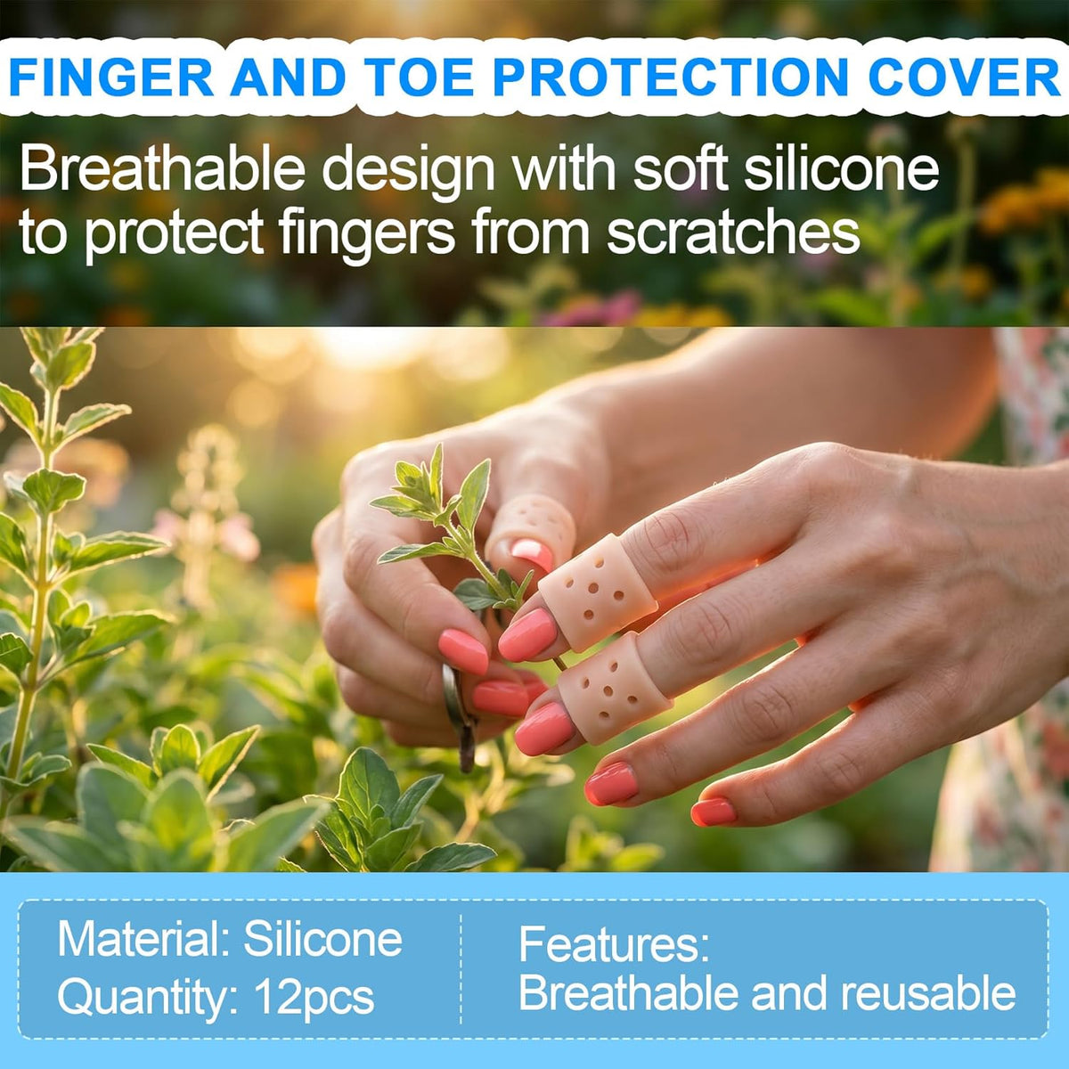 12pcs Finger Covers for Skin Picking, Stop Nail Biting Finger Guard | Reusable Breathable Silicone Anti Skin Picking Finger Gloves for Nail Biting Prevention, Cuticle Protection, Cracked - Clear