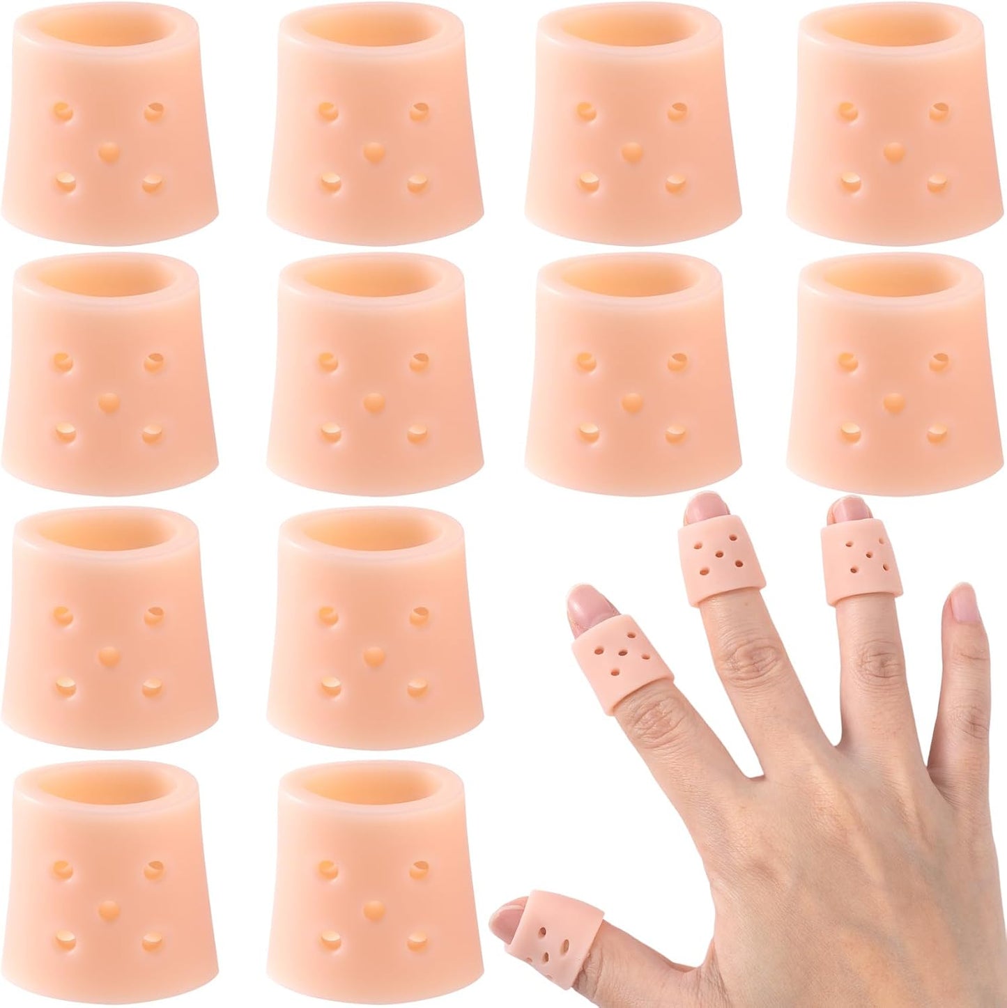 12pcs Finger Covers for Skin Picking, Stop Nail Biting Finger Guard | Reusable Breathable Silicone Anti Skin Picking Finger Gloves for Nail Biting Prevention, Cuticle Protection, Cracked - Clear