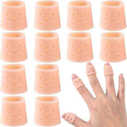 12pcs Finger Covers for Skin Picking, Stop Nail Biting Finger Guard | Reusable Breathable Silicone Anti Skin Picking Finger Gloves for Nail Biting Prevention, Cuticle Protection, Cracked - Clear