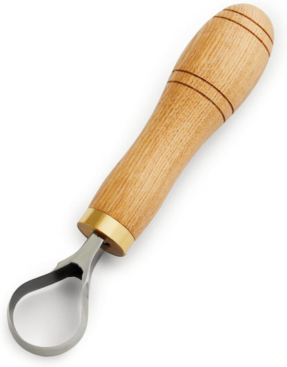 Carving Scorp Knife | Round Carving Tool for Spoons, Bowls, and Cups | Spoon Bowl Carving Tools | for Beginners | Oak Wood Handle with Carbon Steel Blade (1'in full scorp)