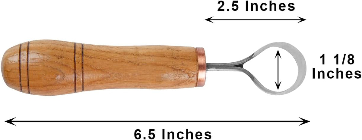 Carving Scorp Knife | Round Carving Tool for Spoons, Bowls, and Cups | Spoon Bowl Carving Tools | for Beginners | Oak Wood Handle with Carbon Steel Blade (1'in full scorp)