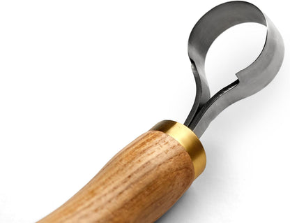 Carving Scorp Knife | Round Carving Tool for Spoons, Bowls, and Cups | Spoon Bowl Carving Tools | for Beginners | Oak Wood Handle with Carbon Steel Blade (1'in full scorp)