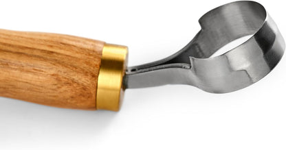 Carving Scorp Knife | Round Carving Tool for Spoons, Bowls, and Cups | Spoon Bowl Carving Tools | for Beginners | Oak Wood Handle with Carbon Steel Blade (1'in full scorp)