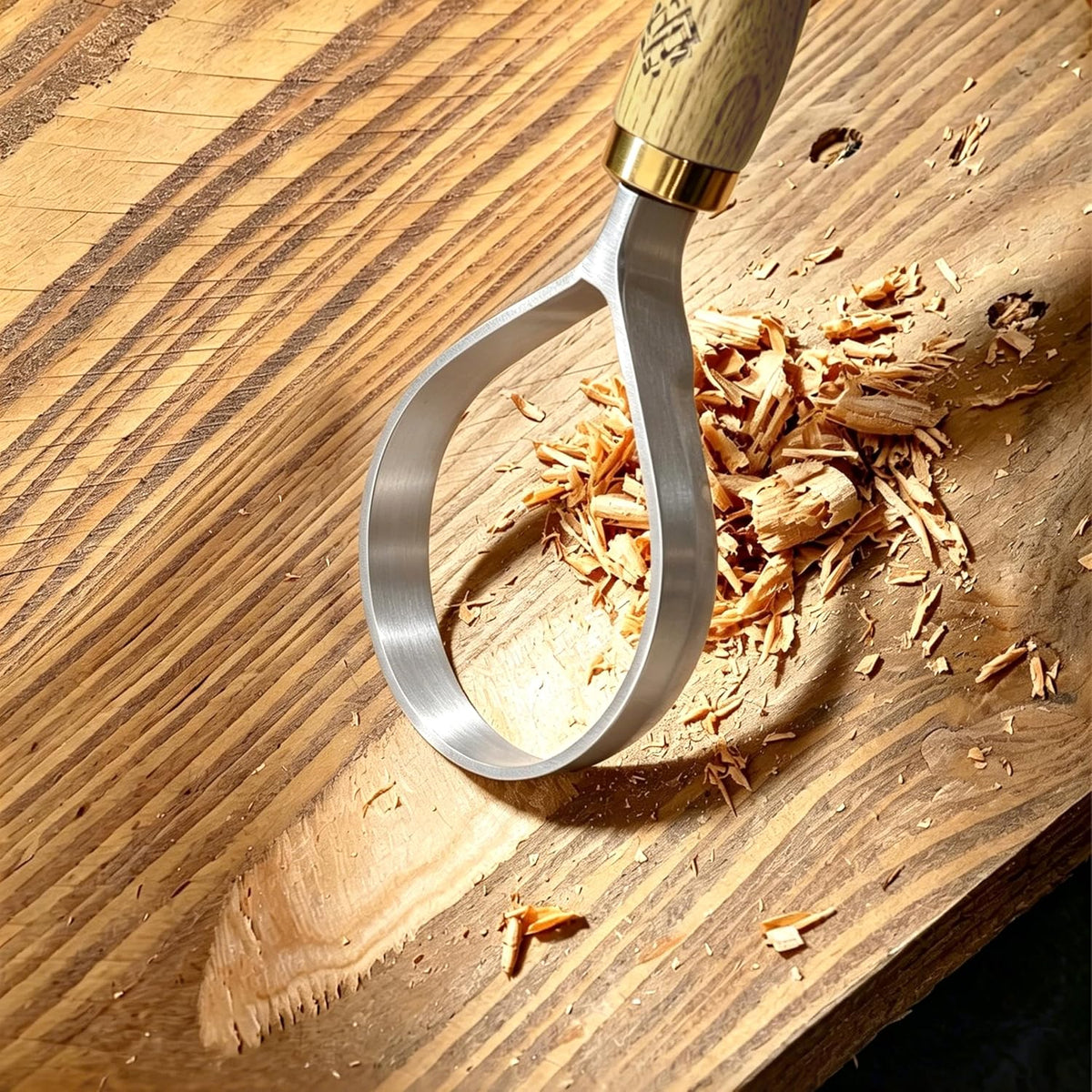 Carving Scorp Knife | Round Carving Tool for Spoons, Bowls, and Cups | Spoon Bowl Carving Tools | for Beginners | Oak Wood Handle with Carbon Steel Blade (1'in full scorp)